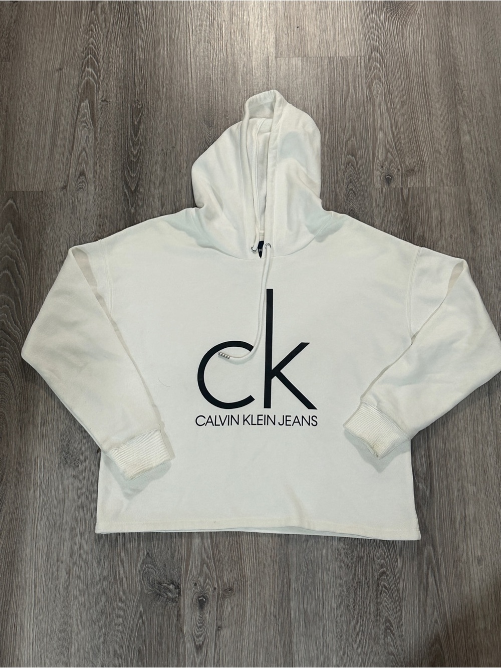Calvin Klein Jeans Women’s White CK Logo Hoodie Large
